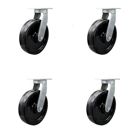 Service Caster 10'' Extra Heavy Duty Phenolic Swivel Caster Set with Swivel Locks , 4PK CRAN-SCC-KP92S1030-PHR-BSL-4